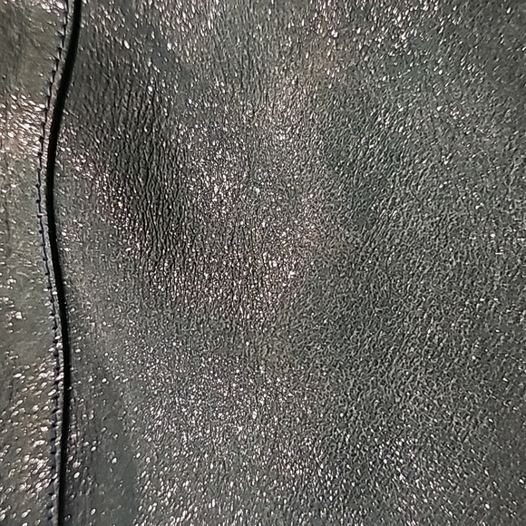 Tory Burch Vintage Green Shimmer Leather Blue Beaded Hobo Shoulder tote bag - Picture 8 of 16